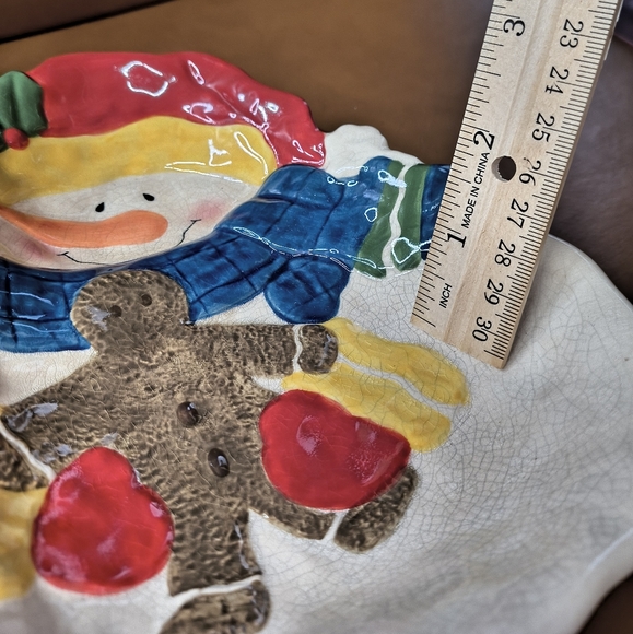 Ceramic Snowman Christmas Holiday Candy Dish Spoon Rest Cheese Ball Dish - Picture 5 of 11